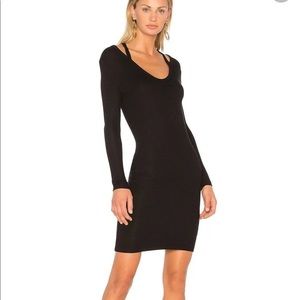 Pam & Gela 161290 Women's Sheath Dress Long Sleeves Solid Black cut out